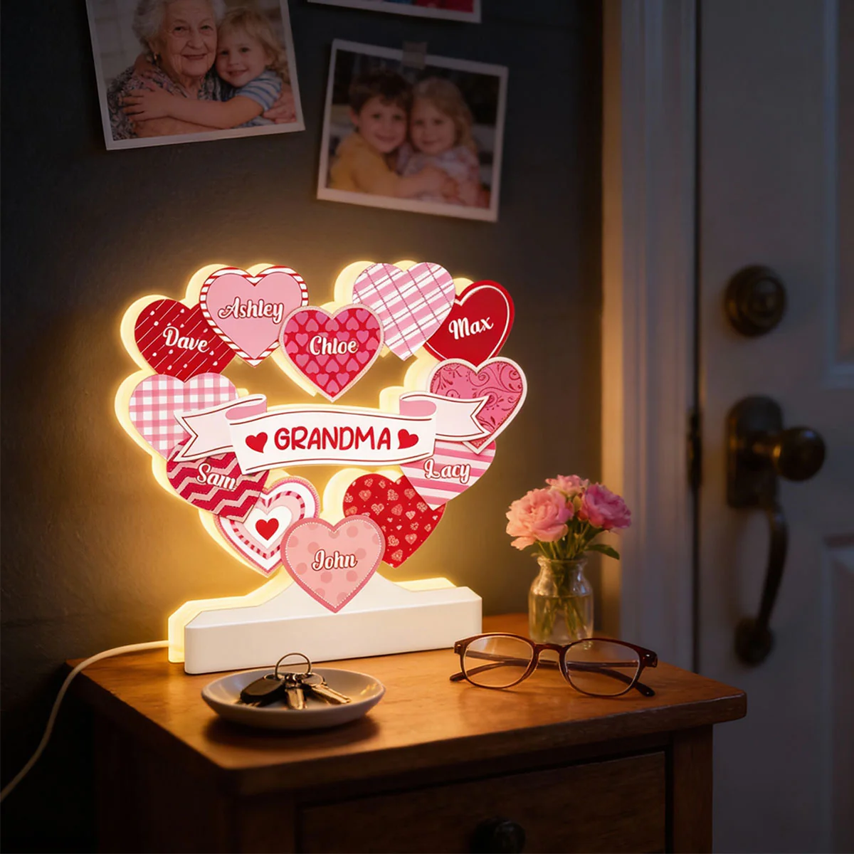 Grandma's Sweethearts Coquette Valentine's Day - Personalized Light Box - Home Decor Gift For Grandma - Image 4