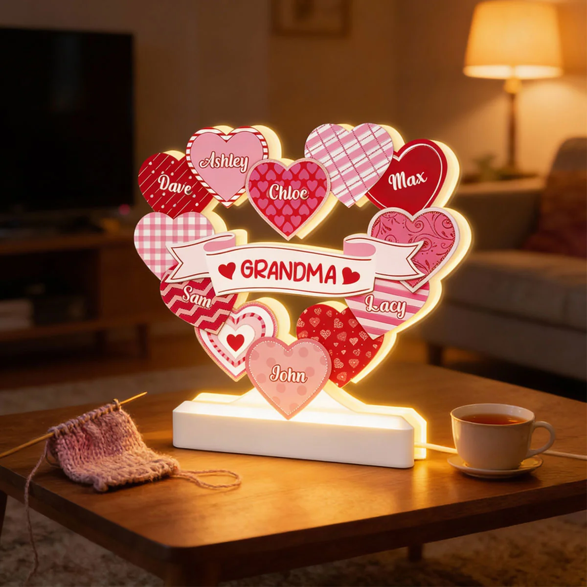Grandma's Sweethearts Coquette Valentine's Day - Personalized Light Box - Home Decor Gift For Grandma - Image 7