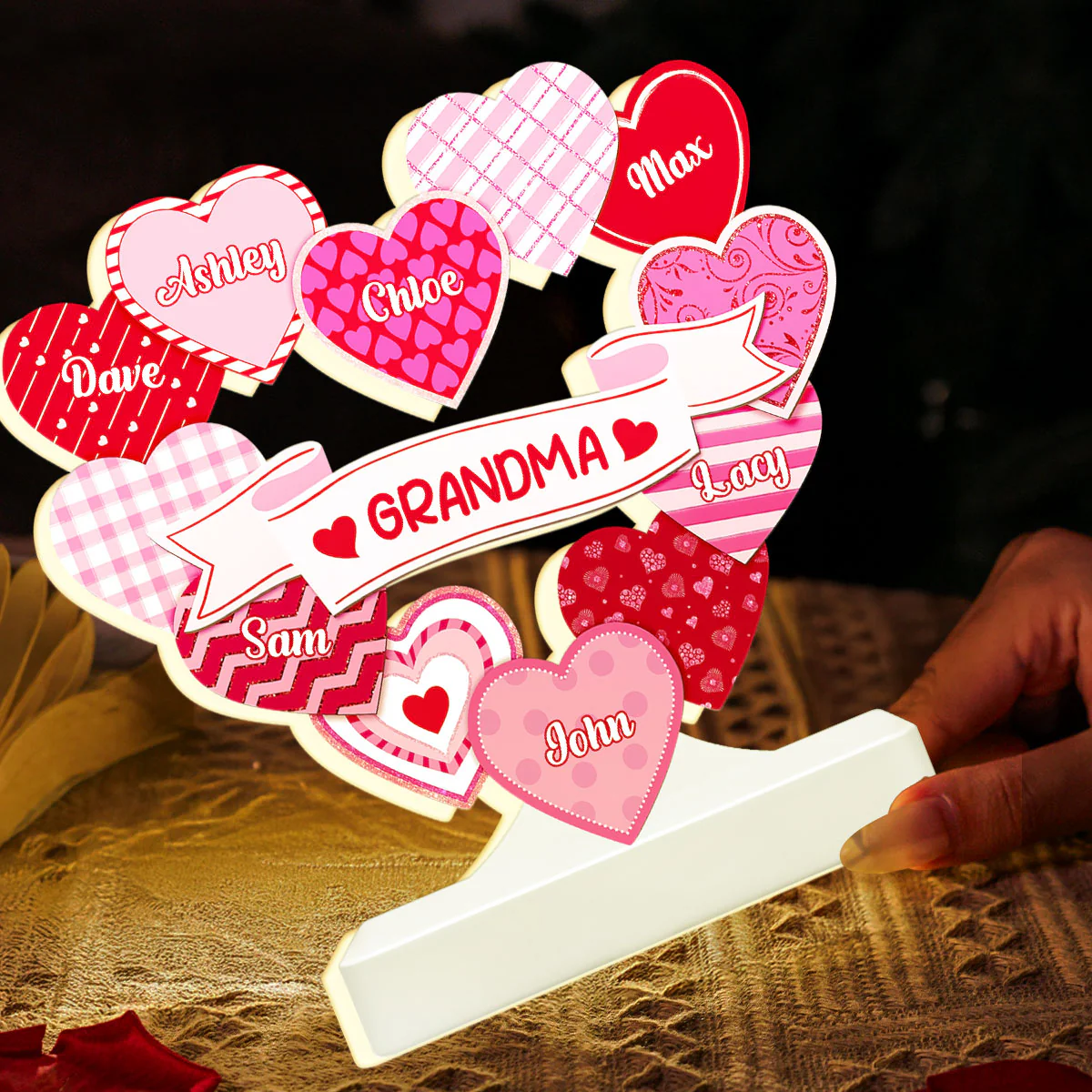 Grandma's Sweethearts Coquette Valentine's Day - Personalized Light Box - Home Decor Gift For Grandma - Image 8