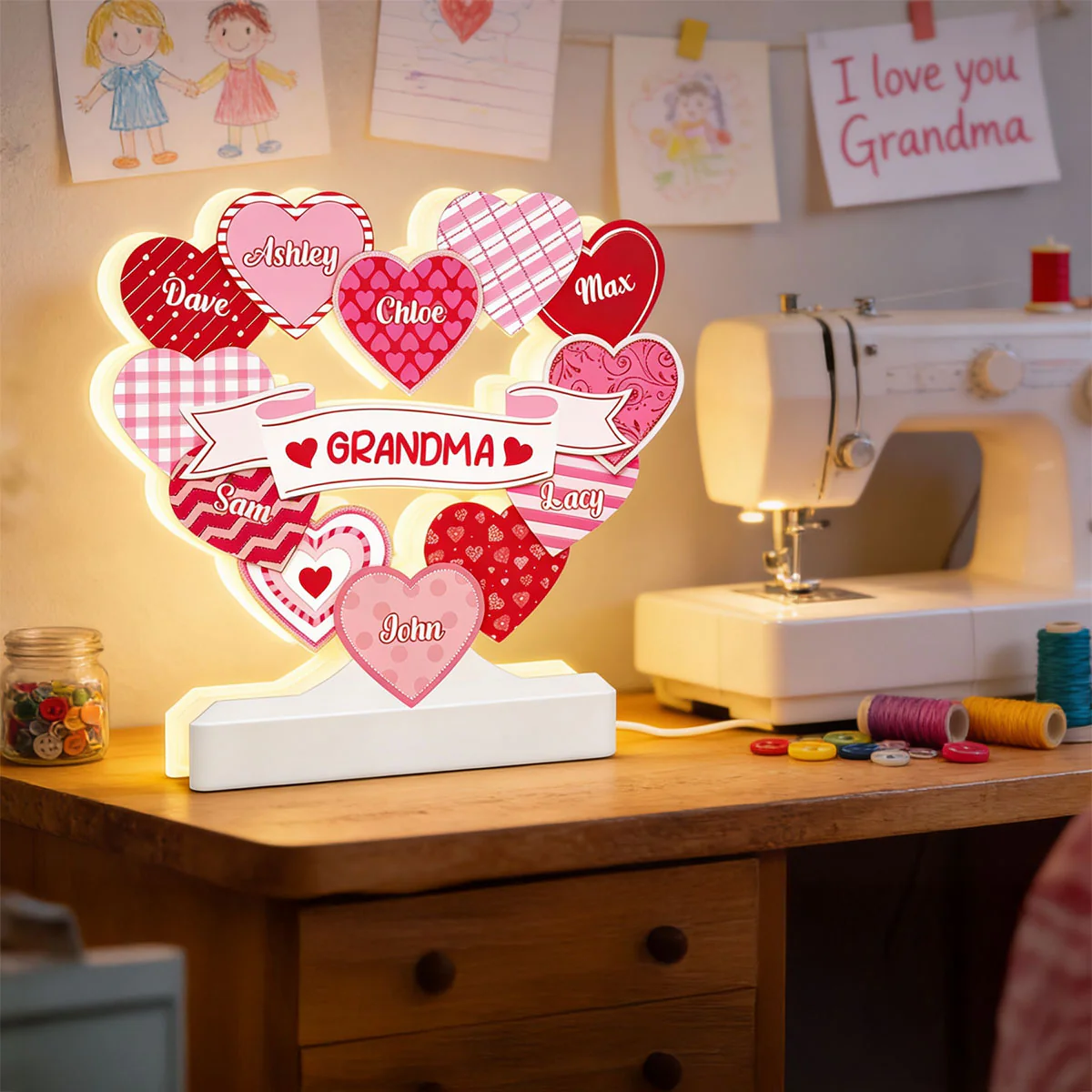 Grandma's Sweethearts Coquette Valentine's Day - Personalized Light Box - Home Decor Gift For Grandma - Image 9