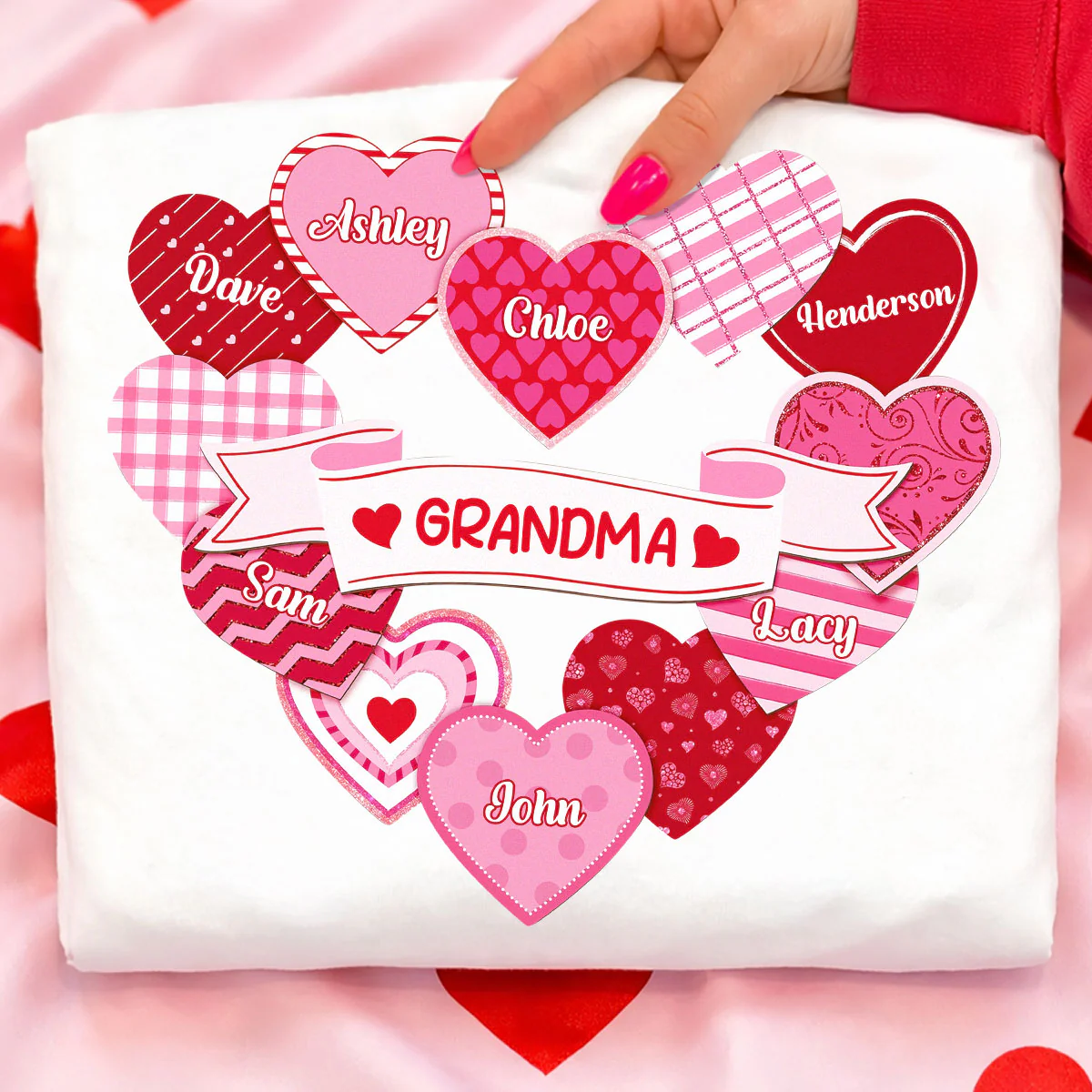 Grandma's Sweethearts Coquette Valentine's Day - Personalized Shirt - Image 3