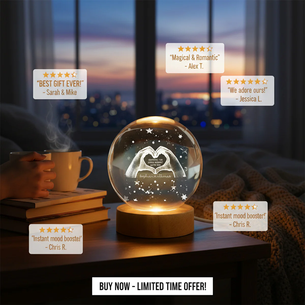 Grateful For Every Moment With You - Personalized Crystal Ball LED Night Light - Image 4