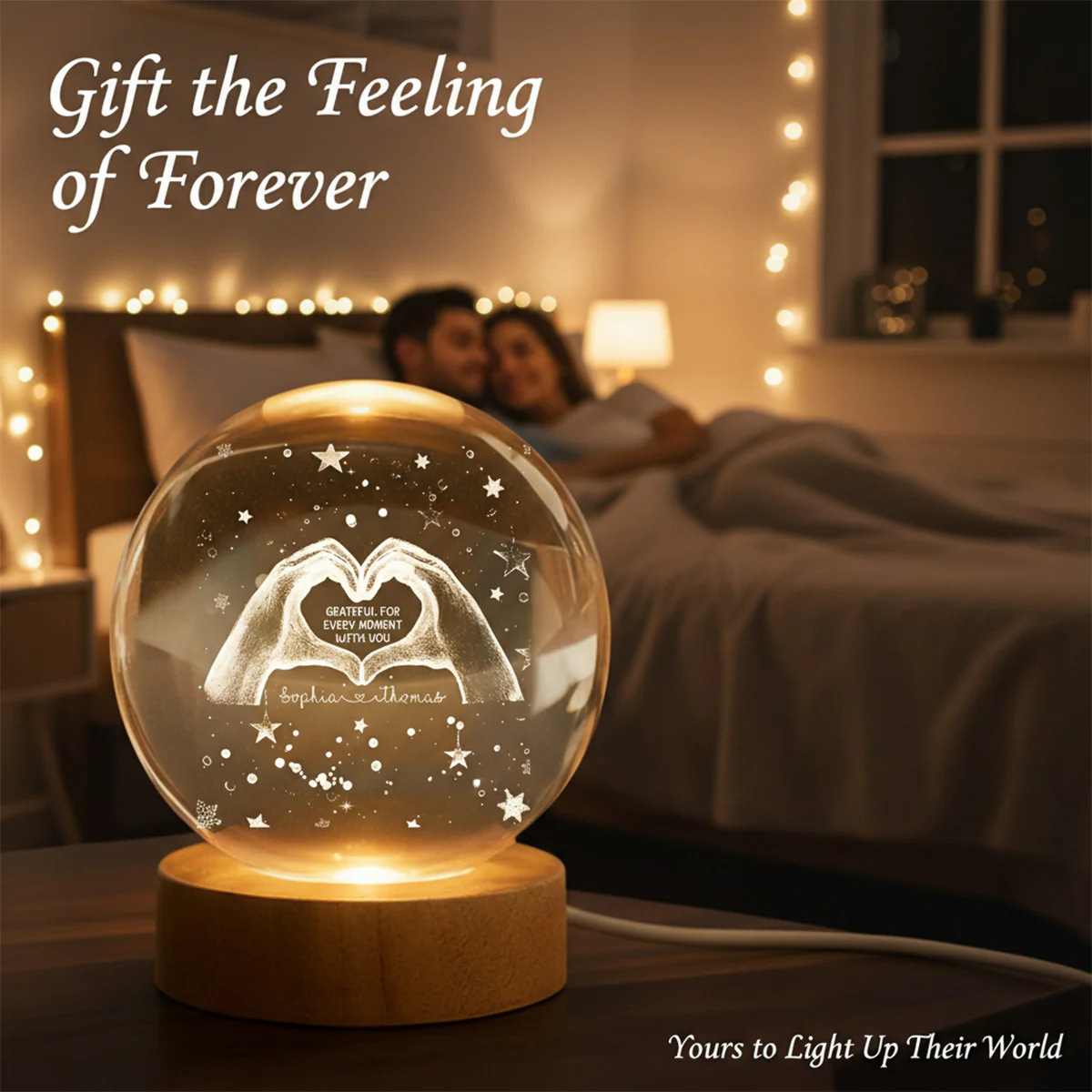 Grateful For Every Moment With You - Personalized Crystal Ball LED Night Light - Image 5