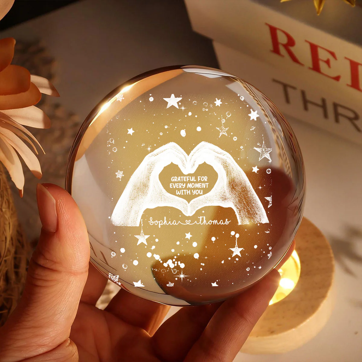 Grateful For Every Moment With You - Personalized Crystal Ball LED Night Light - Image 6
