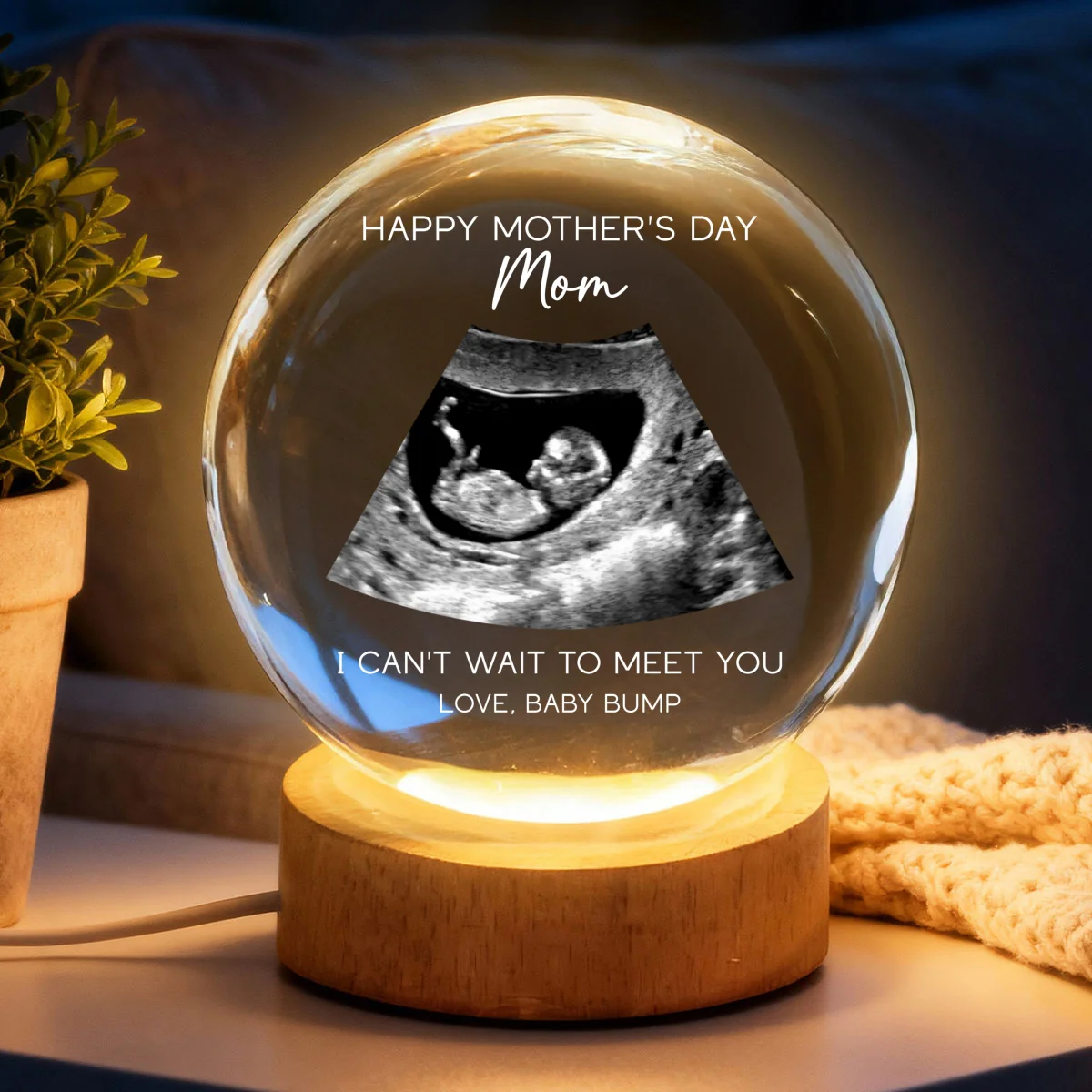 Happy Mother's Day From The Bump Custom Photo - Personalized Crystal Ball LED Night Light - First Mother's Day For Pregnancy Mom - Image 10