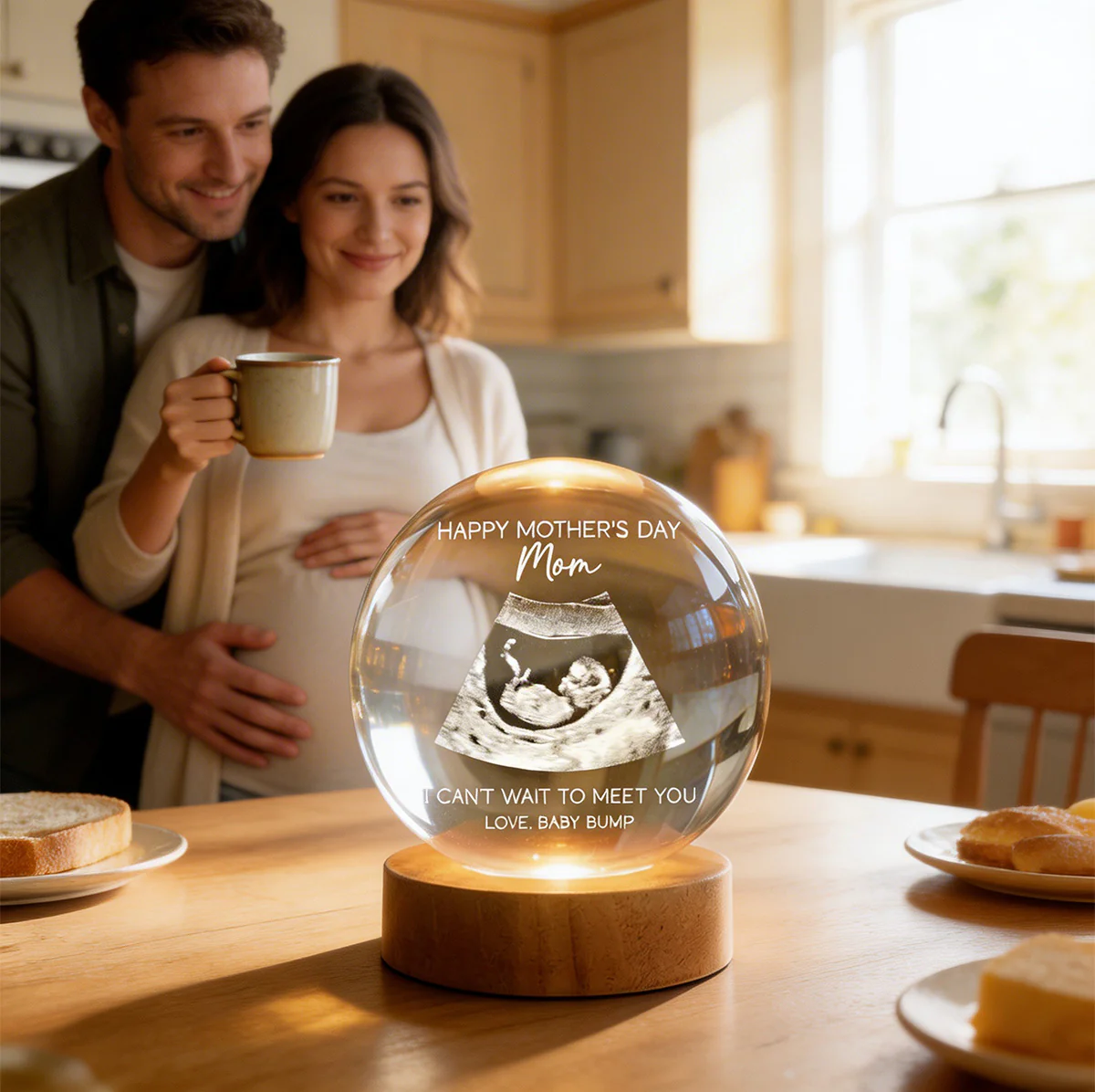 Happy Mother's Day From The Bump Custom Photo - Personalized Crystal Ball LED Night Light - First Mother's Day For Pregnancy Mom - Image 6