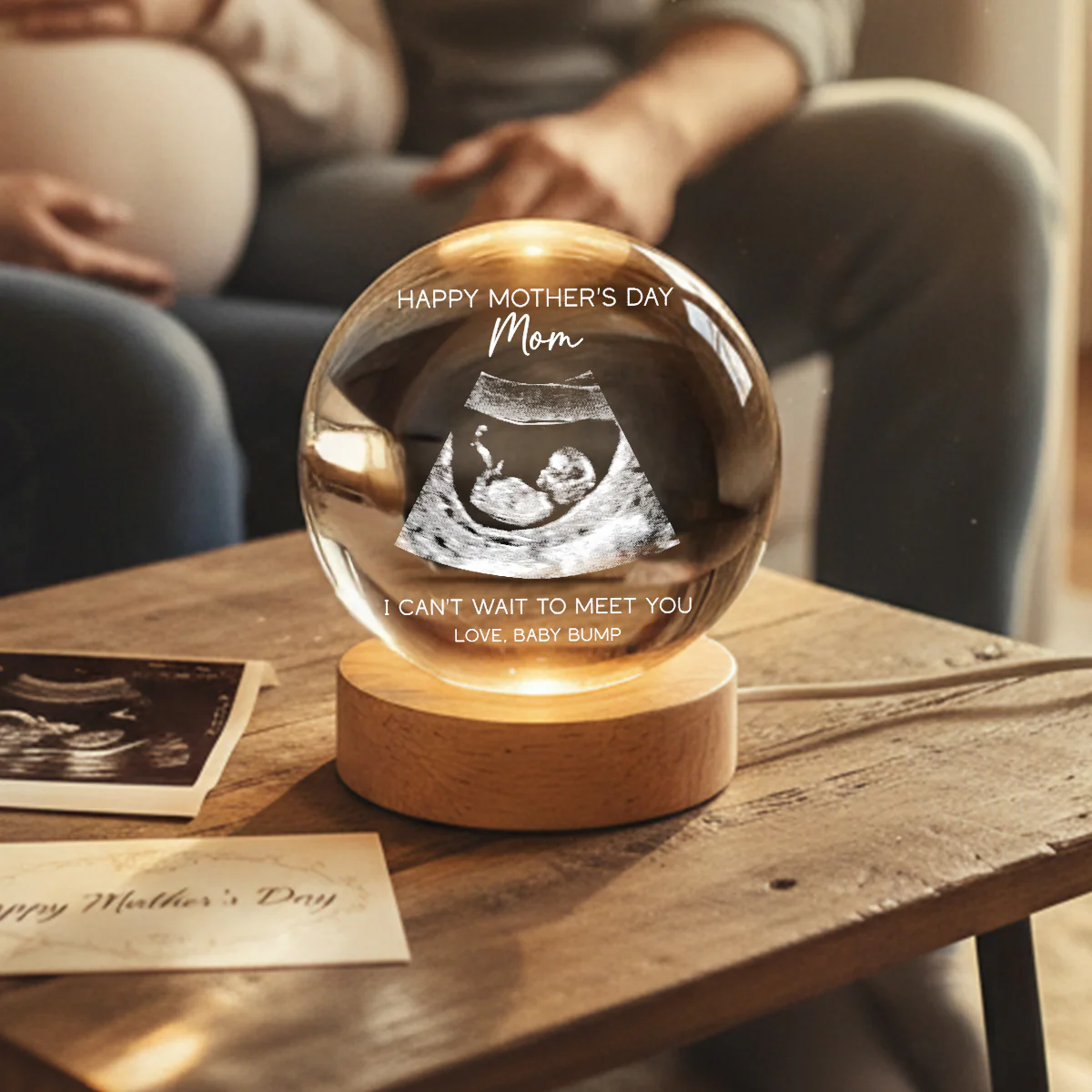 Happy Mother's Day From The Bump Custom Photo - Personalized Crystal Ball LED Night Light - First Mother's Day For Pregnancy Mom - Image 7