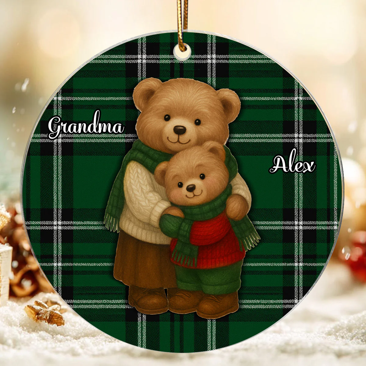 Heartwarming Teddy Bear Grandma Hugging Grandkid - Personalized Acrylic Ornament - Gift For Grandkids, Granddaughter, Grandson - Image 4