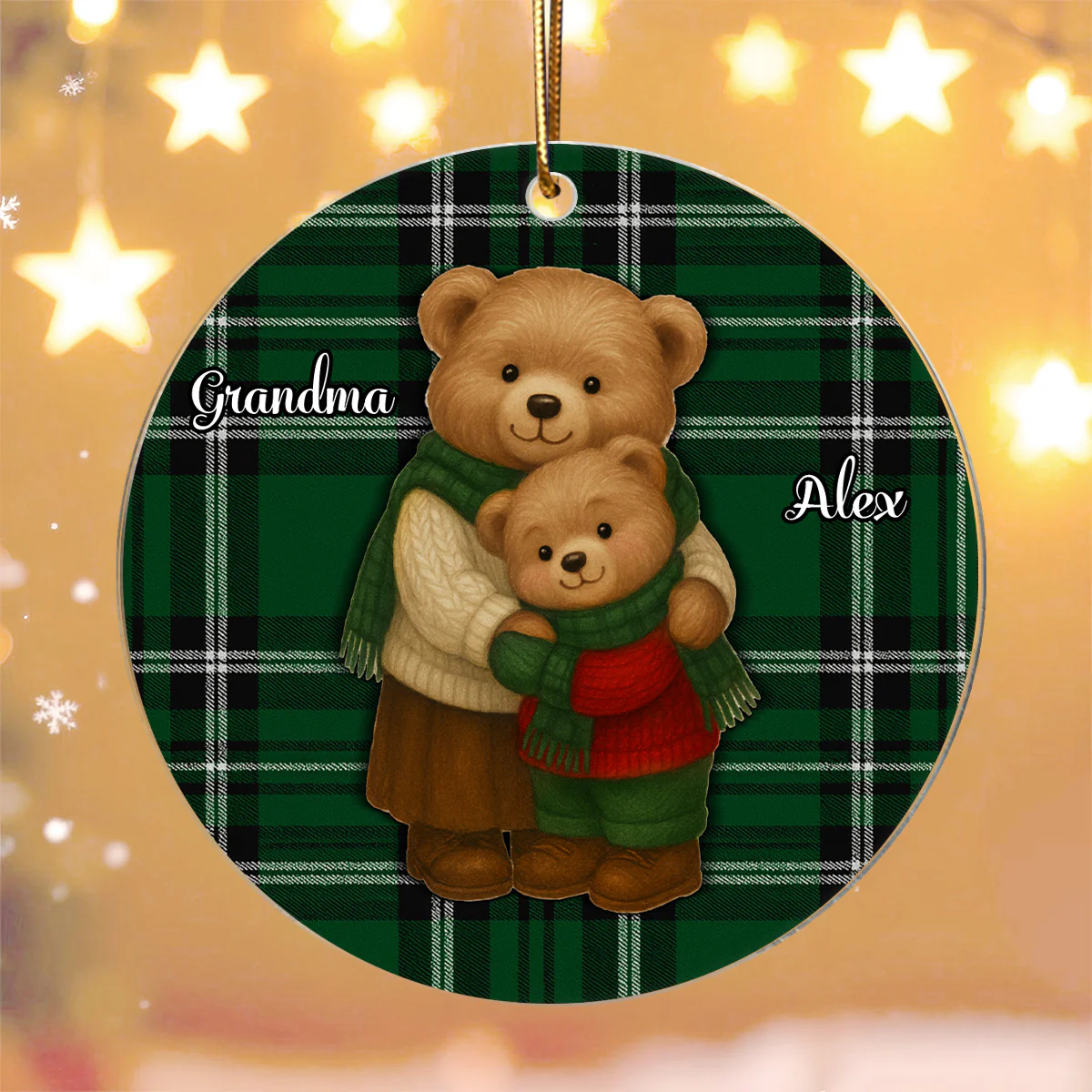 Heartwarming Teddy Bear Grandma Hugging Grandkid - Personalized Acrylic Ornament - Gift For Grandkids, Granddaughter, Grandson - Image 6