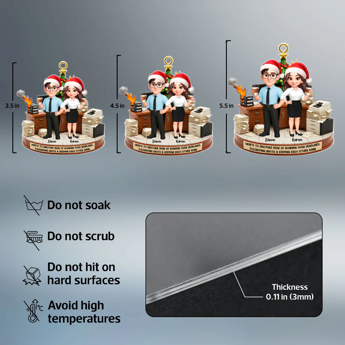 Here's to a Year Bonding over Deadlines - Personalized Acrylic Ornament - Funny Christmas Gift for Coworkers, White Elephant, Secret Santa Gift - Image 8