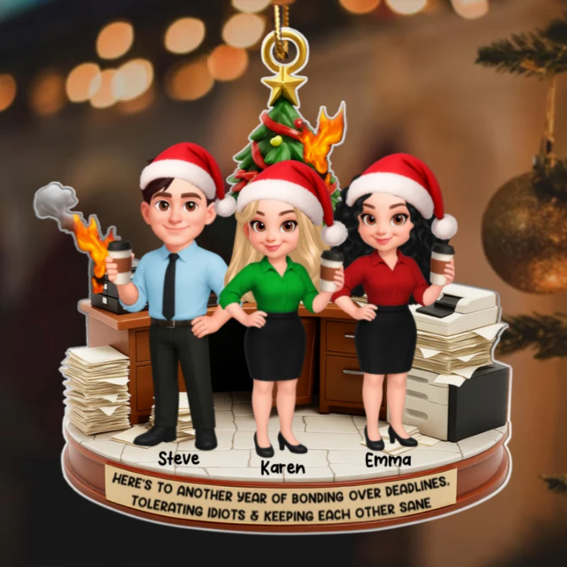 Here's to a Year Bonding over Deadlines - Personalized Acrylic Ornament - Funny Christmas Gift for Coworkers, White Elephant, Secret Santa Gift - Image 9