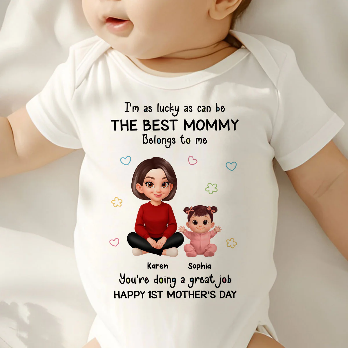I Am Lucky As Can Be The Best Mommy - Personalized Baby Onesie - First Mother's Day Baby Gift - Image 4
