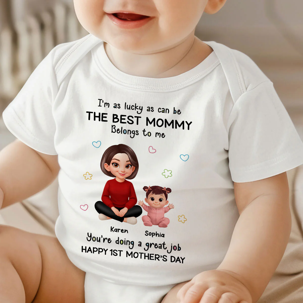 I Am Lucky As Can Be The Best Mommy - Personalized Baby Onesie - First Mother's Day Baby Gift - Image 5
