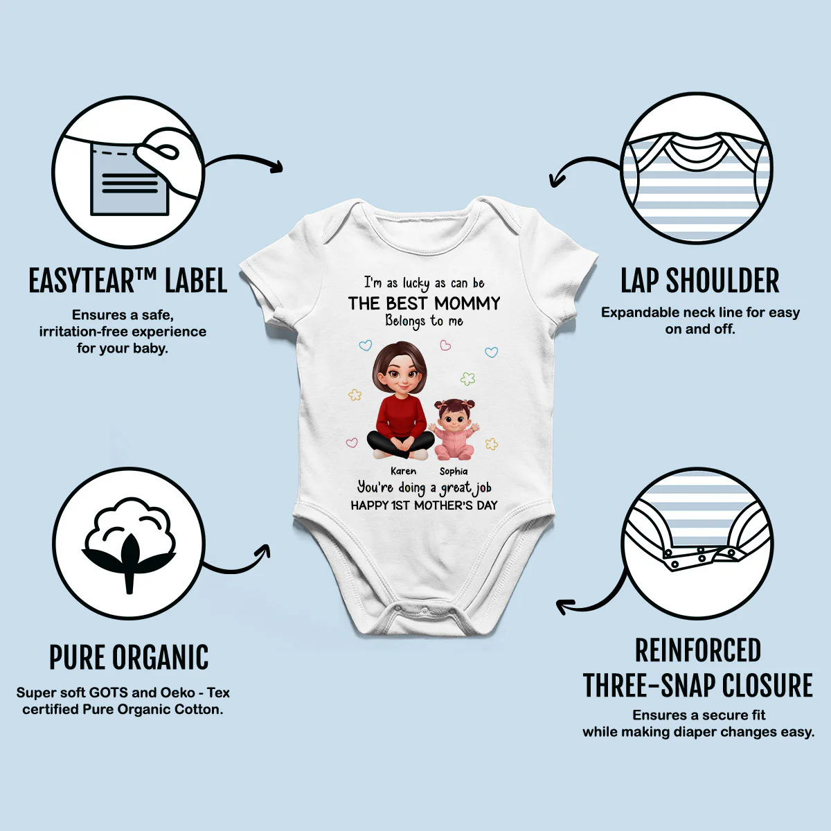 I Am Lucky As Can Be The Best Mommy - Personalized Baby Onesie - First Mother's Day Baby Gift - Image 7