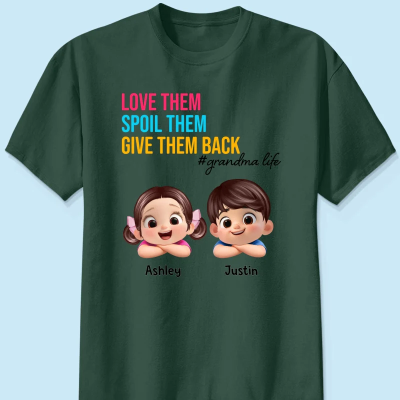 Love Them Spoil Them Give Them Back - Personalized Shirt - Gift for Grandma - Image 12