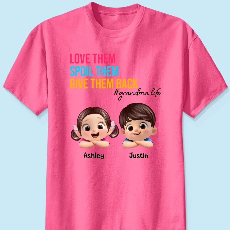 Love Them Spoil Them Give Them Back - Personalized Shirt - Gift for Grandma - Image 16