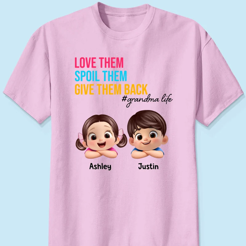 Love Them Spoil Them Give Them Back - Personalized Shirt - Gift for Grandma - Image 20