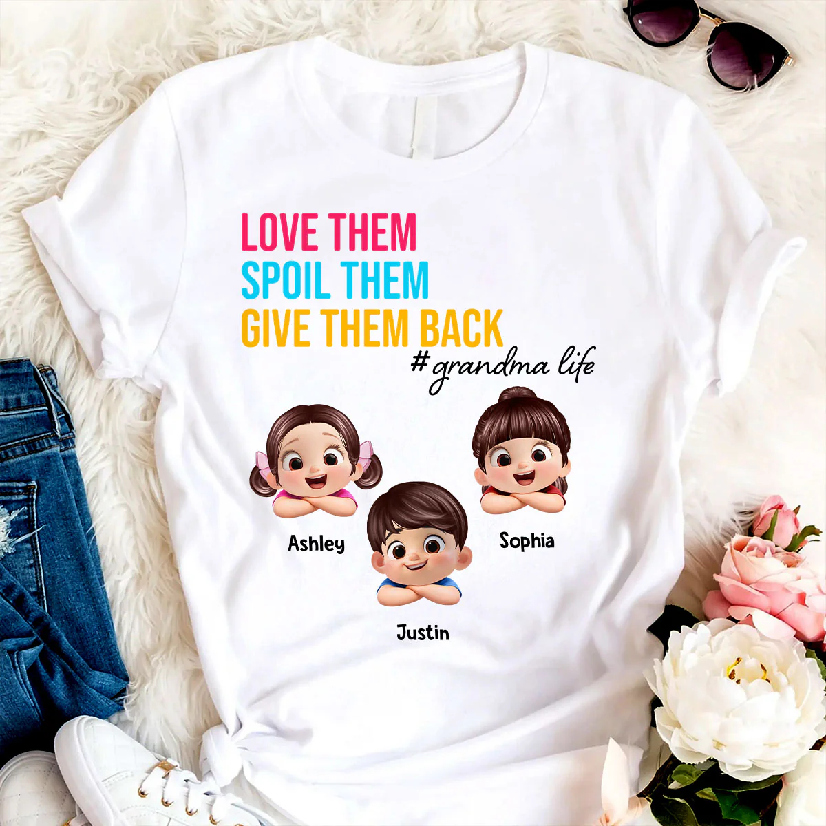 Love Them Spoil Them Give Them Back - Personalized Shirt - Gift for Grandma - Image 3