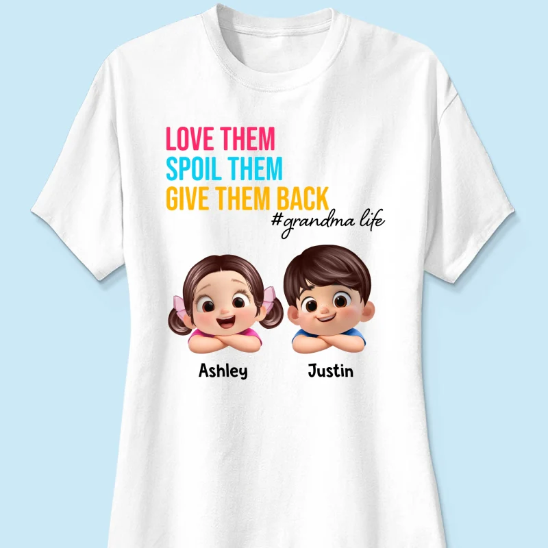 Love Them Spoil Them Give Them Back - Personalized Shirt - Gift for Grandma - Image 35