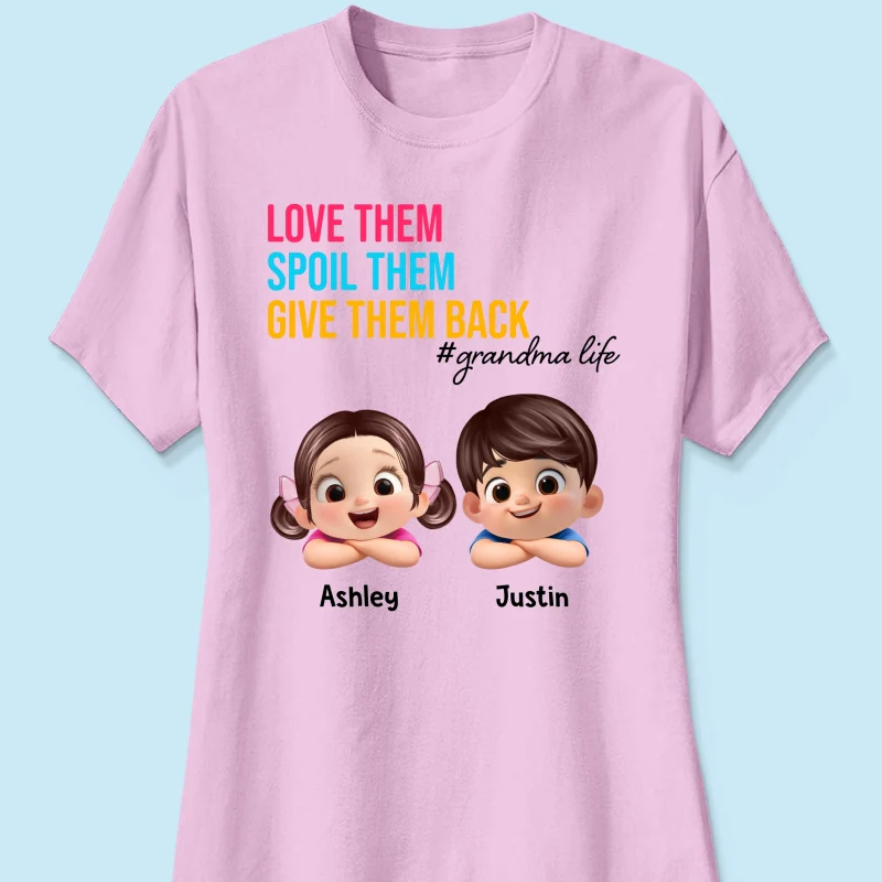 Love Them Spoil Them Give Them Back - Personalized Shirt - Gift for Grandma - Image 37