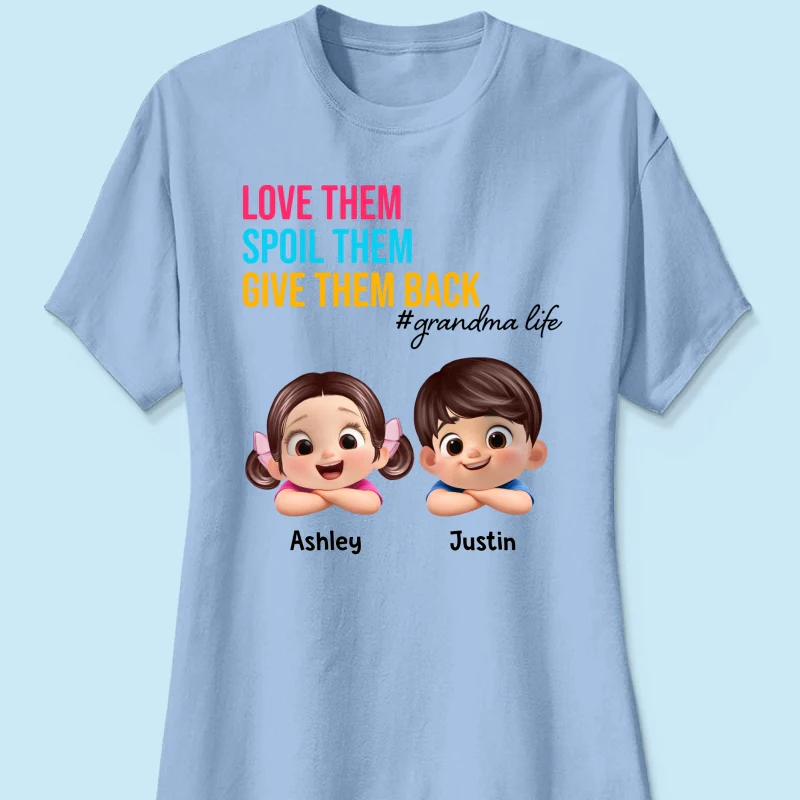 Love Them Spoil Them Give Them Back - Personalized Shirt - Gift for Grandma - Image 38