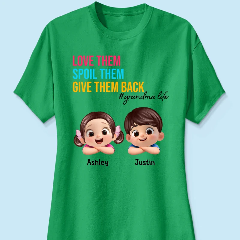 Love Them Spoil Them Give Them Back - Personalized Shirt - Gift for Grandma - Image 40