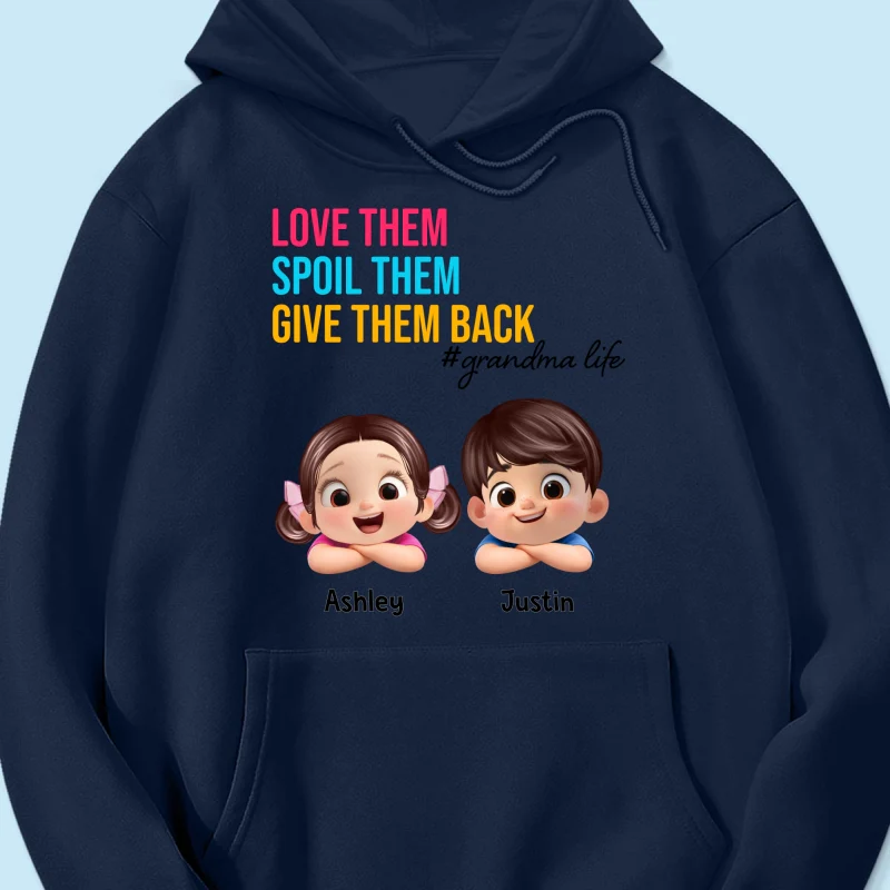 Love Them Spoil Them Give Them Back - Personalized Shirt - Gift for Grandma - Image 42