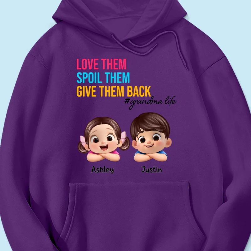 Love Them Spoil Them Give Them Back - Personalized Shirt - Gift for Grandma - Image 44