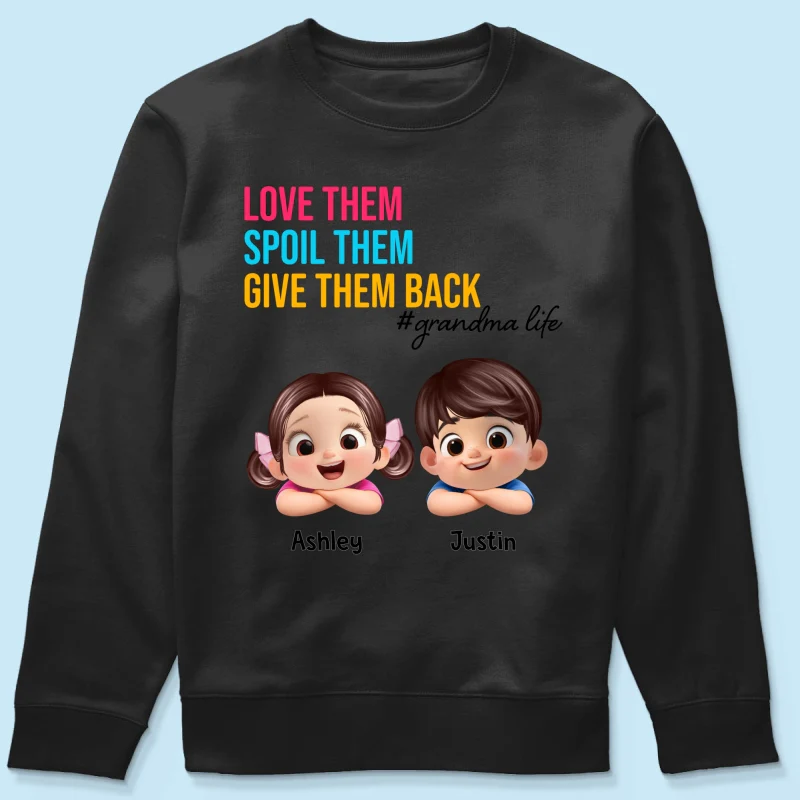Love Them Spoil Them Give Them Back - Personalized Shirt - Gift for Grandma - Image 57