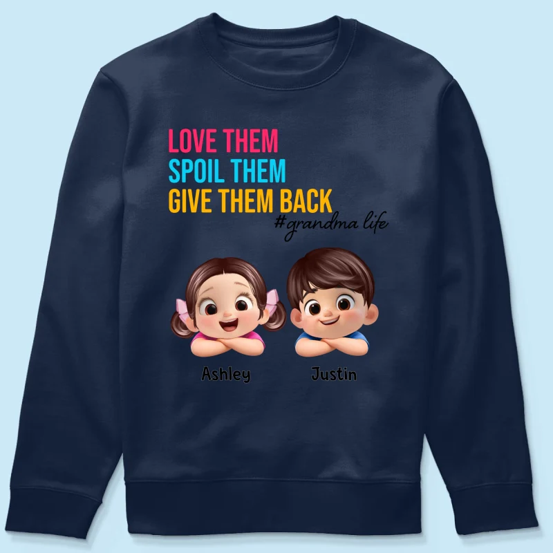 Love Them Spoil Them Give Them Back - Personalized Shirt - Gift for Grandma - Image 58