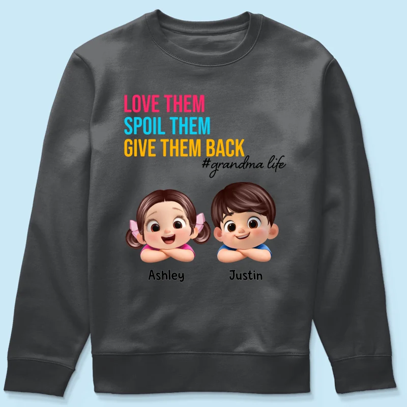 Love Them Spoil Them Give Them Back - Personalized Shirt - Gift for Grandma - Image 59