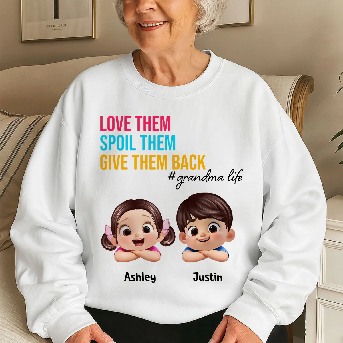 Love Them Spoil Them Give Them Back - Personalized Shirt - Gift for Grandma - Image 6