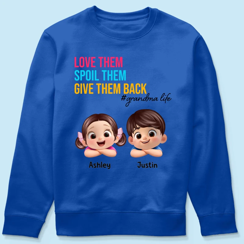 Love Them Spoil Them Give Them Back - Personalized Shirt - Gift for Grandma - Image 61
