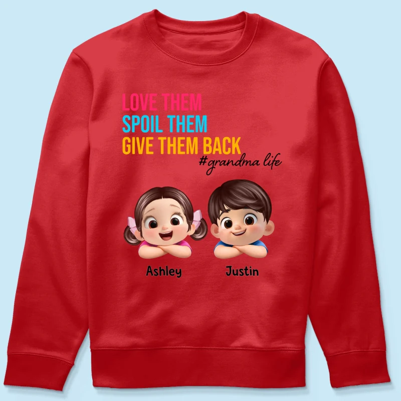 Love Them Spoil Them Give Them Back - Personalized Shirt - Gift for Grandma - Image 62
