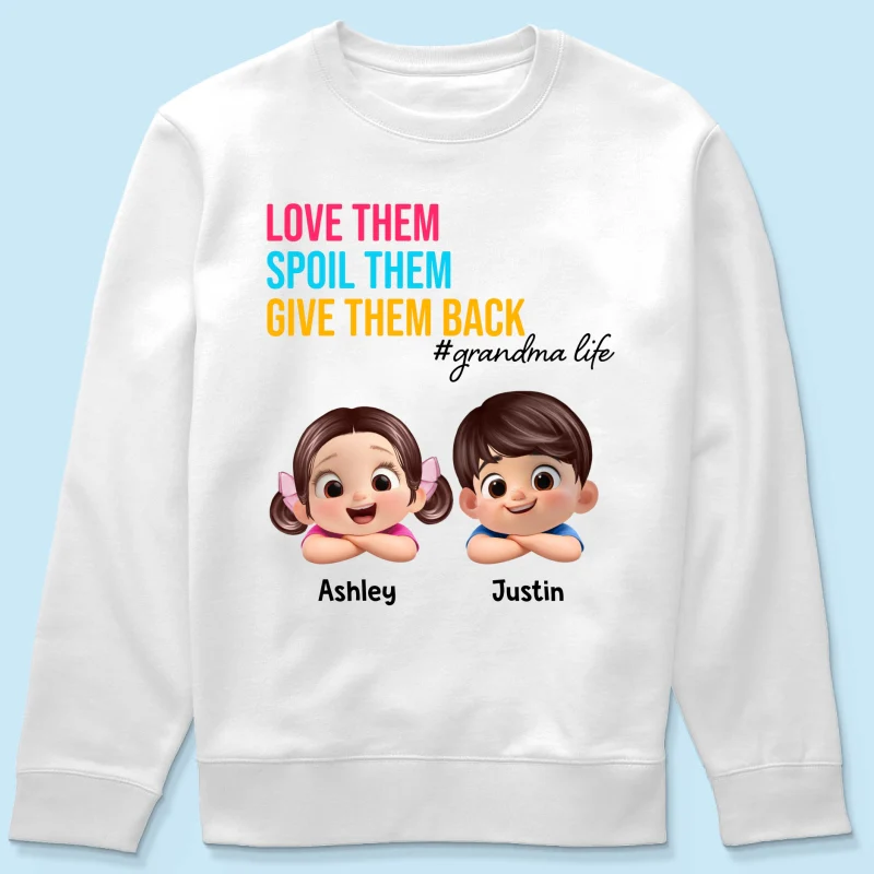 Love Them Spoil Them Give Them Back - Personalized Shirt - Gift for Grandma - Image 64