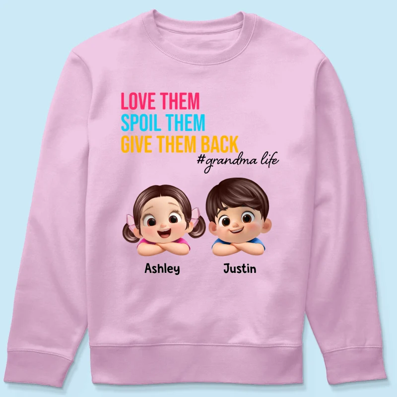 Love Them Spoil Them Give Them Back - Personalized Shirt - Gift for Grandma - Image 66