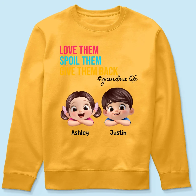 Love Them Spoil Them Give Them Back - Personalized Shirt - Gift for Grandma - Image 67