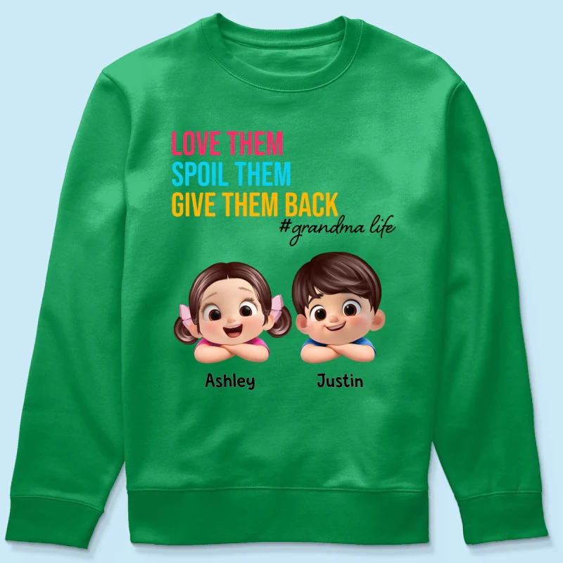 Love Them Spoil Them Give Them Back - Personalized Shirt - Gift for Grandma - Image 68