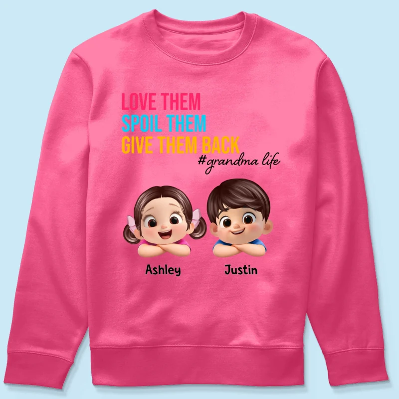 Love Them Spoil Them Give Them Back - Personalized Shirt - Gift for Grandma - Image 69