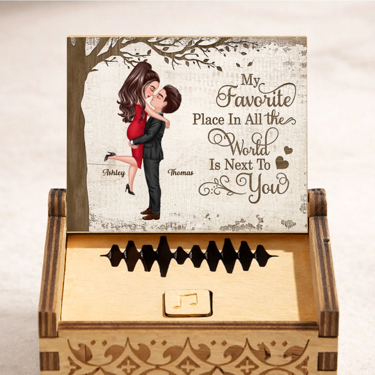 My Favorite Place is Next to You - Personalized Wooden Music Box - Heartfelt Valentine's Day Gift for Her, for Him - Image 9
