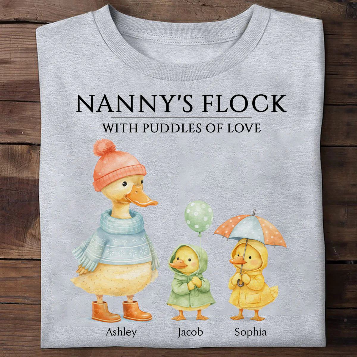 Nanny's Flock with Puddles of Love - Personalised Shirt - Gift for Grandma - Image 4