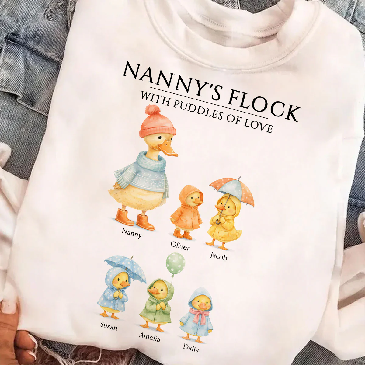 Nanny's Flock with Puddles of Love - Personalised Shirt - Gift for Grandma - Image 5