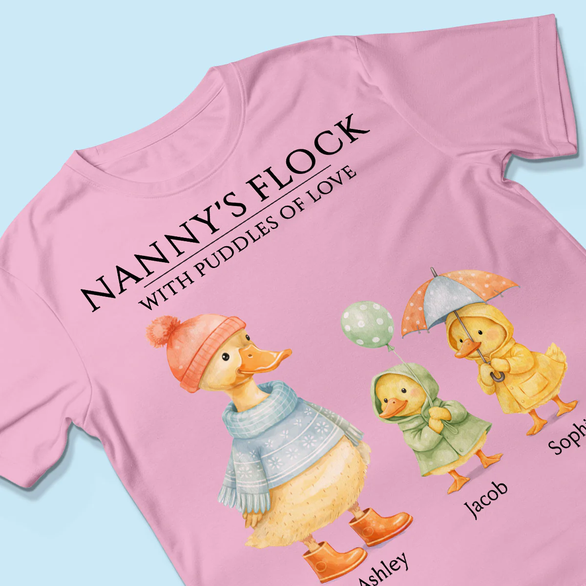 Nanny's Flock with Puddles of Love - Personalised Shirt - Gift for Grandma - Image 7