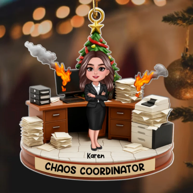 Office Chaos Coordinator - Personalized Acrylic Ornament - Funny Christmas Coworker Gift, White Elephant, Secret Santa Gift - Image 10