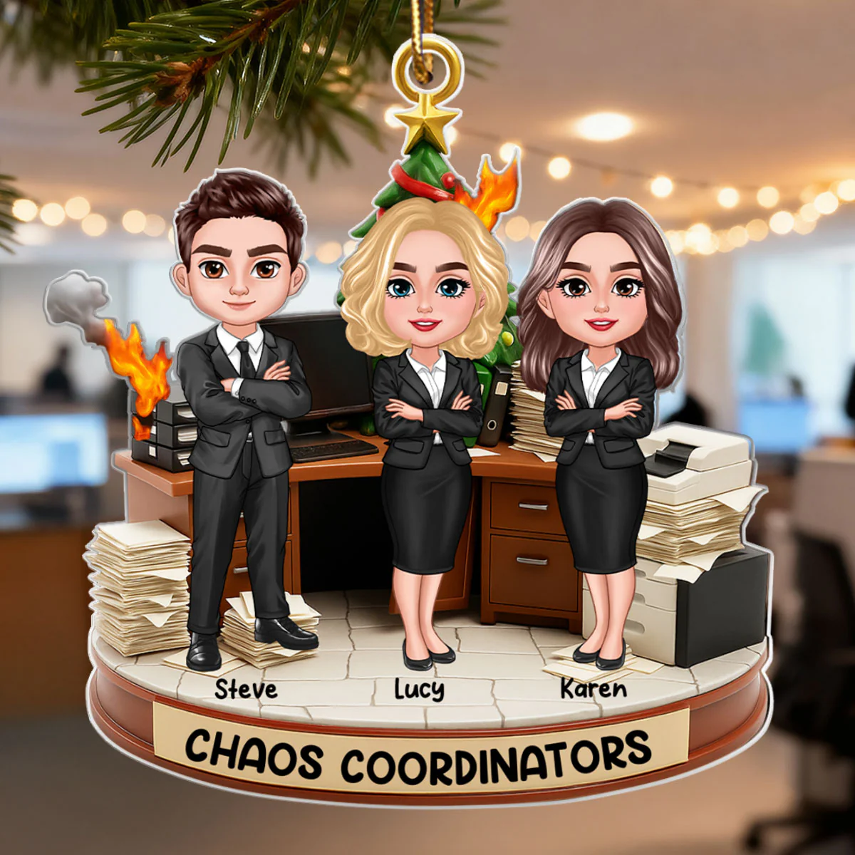 Office Chaos Coordinator - Personalized Acrylic Ornament - Funny Christmas Coworker Gift, White Elephant, Secret Santa Gift - Image 6