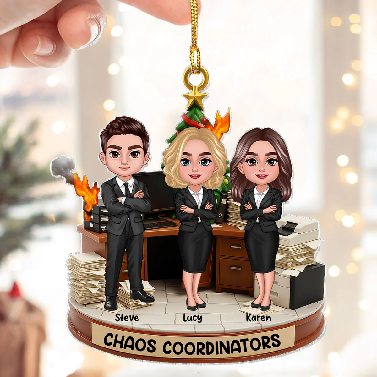 Office Chaos Coordinator - Personalized Acrylic Ornament - Funny Christmas Coworker Gift, White Elephant, Secret Santa Gift - Image 7