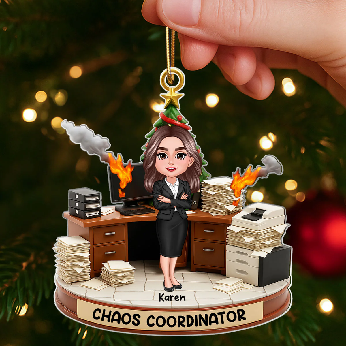 Office Chaos Coordinator - Personalized Acrylic Ornament - Funny Christmas Coworker Gift, White Elephant, Secret Santa Gift - Image 8