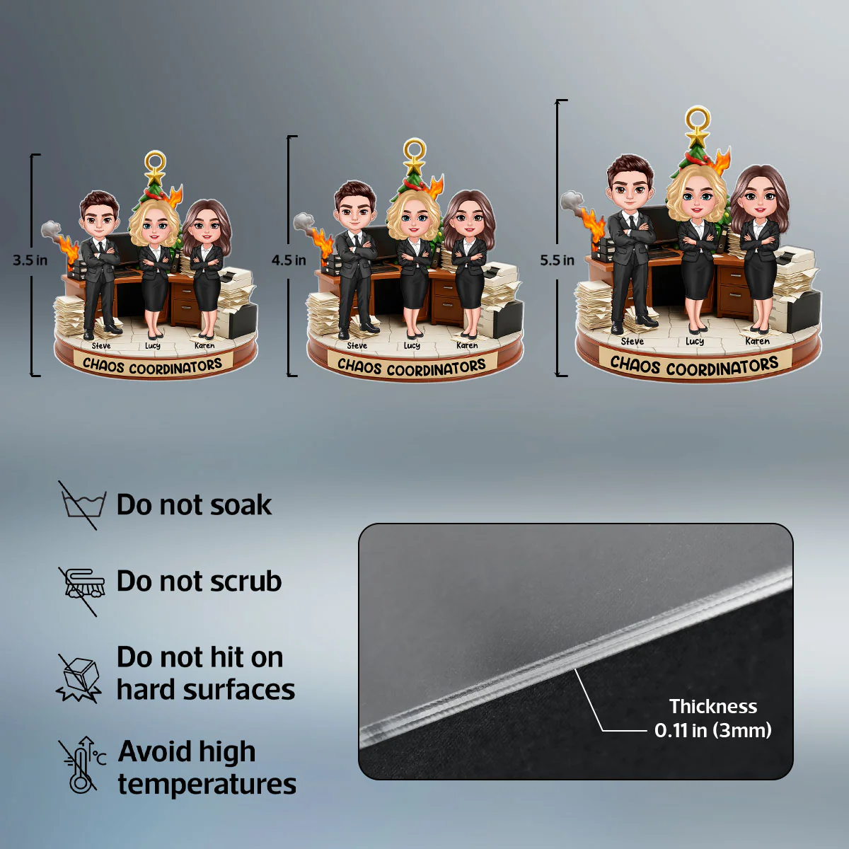 Office Chaos Coordinator - Personalized Acrylic Ornament - Funny Christmas Coworker Gift, White Elephant, Secret Santa Gift - Image 9