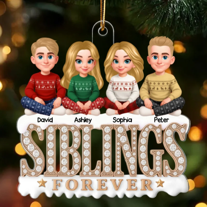 Siblings Forever 3D Crystal Effect - Personalized Acrylic Ornament - Christmas Gift for Siblings - Image 9