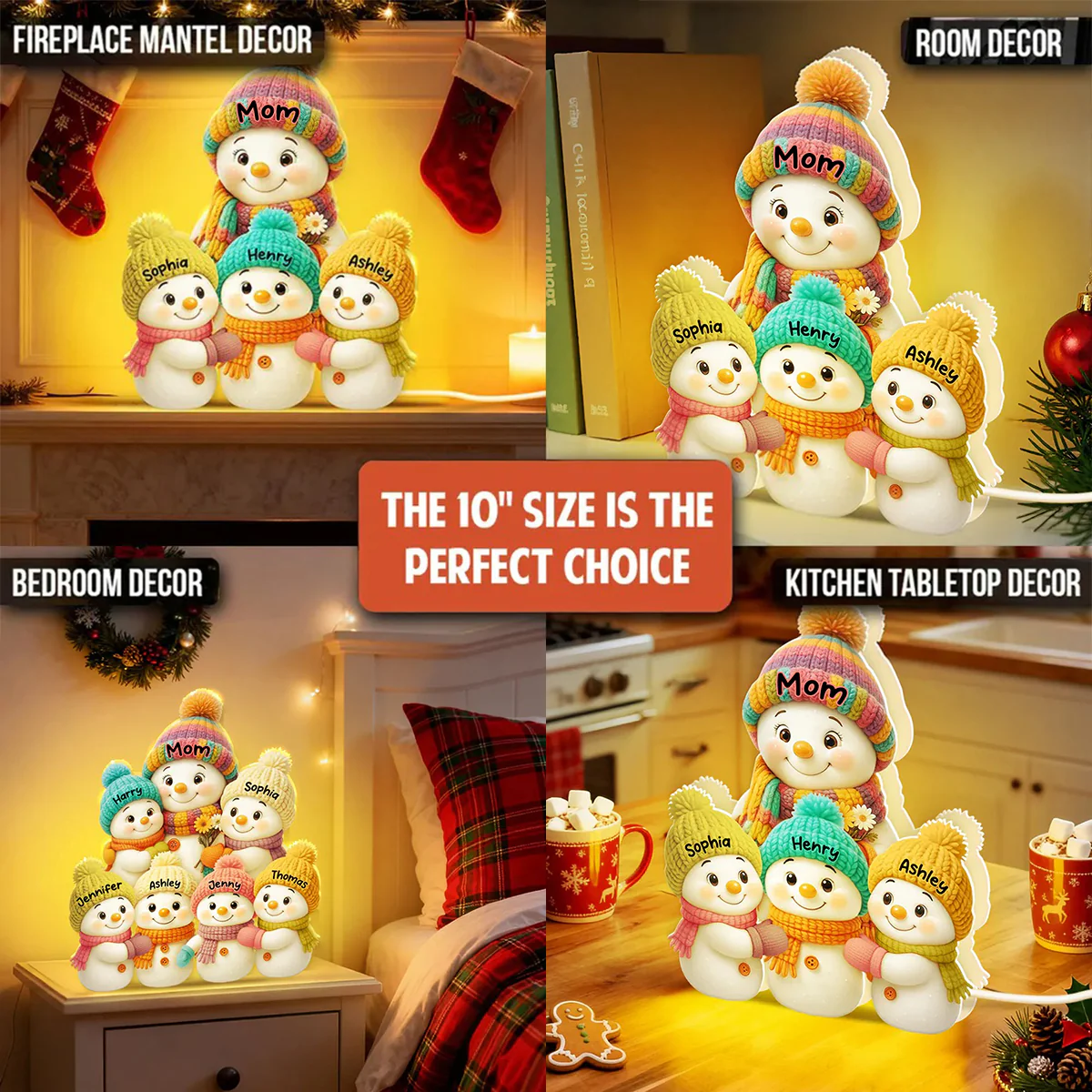 Snowman Mom, Dad, Parents and Kids Personalized Light Box - Holiday Family Keepsake - Image 8